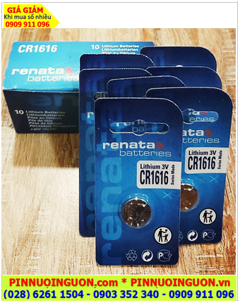 COMBO 1HỘP 10vỉ Pin Renata CR1616 Lithium 3.0v (Thụy sỹ) _Giá chỉ 369.000/HỘP